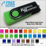 Swivel Black Flash Drive - 16 GB Memory - Body PMS 360 with Logo