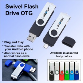 Customized Dual Ports Swivel Silver Flash Drive USB C and USB A OTG / USB - 4 GB