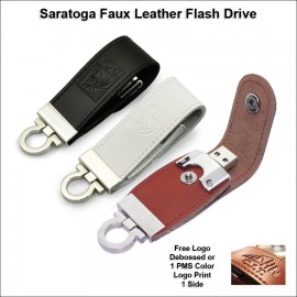 Saratoga Faux Leather Flash Drive - 8GB Memory with Logo  Saratoga Faux Leather Flash Drive - 8GB Memory with Logo