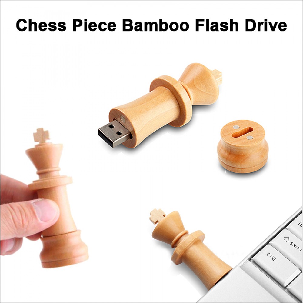 Chess Piece Bamboo Flash Drive - 8 GB Memory with Logo