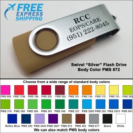 Promotional Swivel Flash Drive - 4 GB Memory - Body PMS 872  Promotional Swivel Flash Drive - 4 GB Memory - Body PMS 872