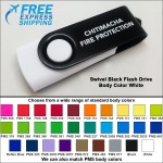 Swivel Black Flash Drive - 4 GB Memory - Body White with Logo