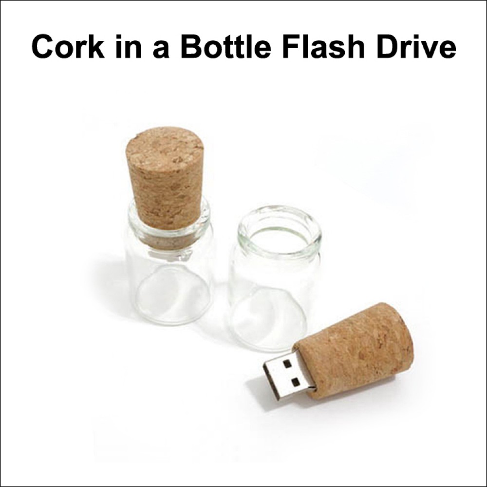 Customized Cork in Bottle Flash Drive - 16 GB Memory
