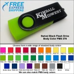Custom Swivel Black Flash Drive - 8 GB Memory - Body PMS 376