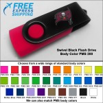 Swivel Black Flash Drive - 4 GB Memory - Body PMS 200 with Logo