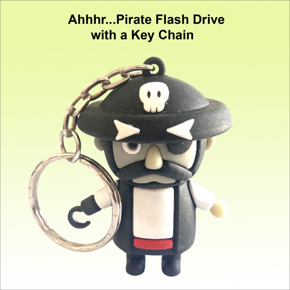 Custom Pirate Flash Drive with Key Chain - 4 GB