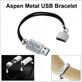 Logo Branded Aspen Metal USB Bracelet Flash Drive - 8 GB Memory