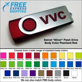 Swivel Flash Drive - 4 GB Memory - Body Pearlized Red with Logo