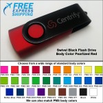 Swivel Black Flash Drive - 16 GB Memory - Body Pearlized Red with Logo