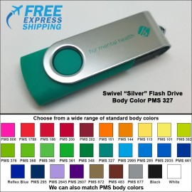 Swivel Flash Drive - 8 GB Memory - Body PMS 327 with Logo