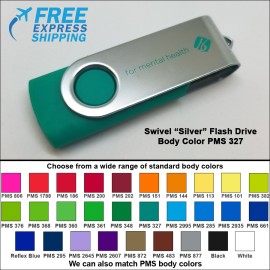 Swivel Flash Drive - 8 GB Memory - Body PMS 327 with Logo  Swivel Flash Drive - 8 GB Memory - Body PMS 327 with Logo