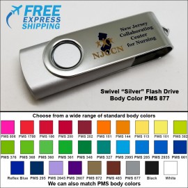 Swivel Flash Drive- 8 GB Memory - Body PMS 877 with Logo