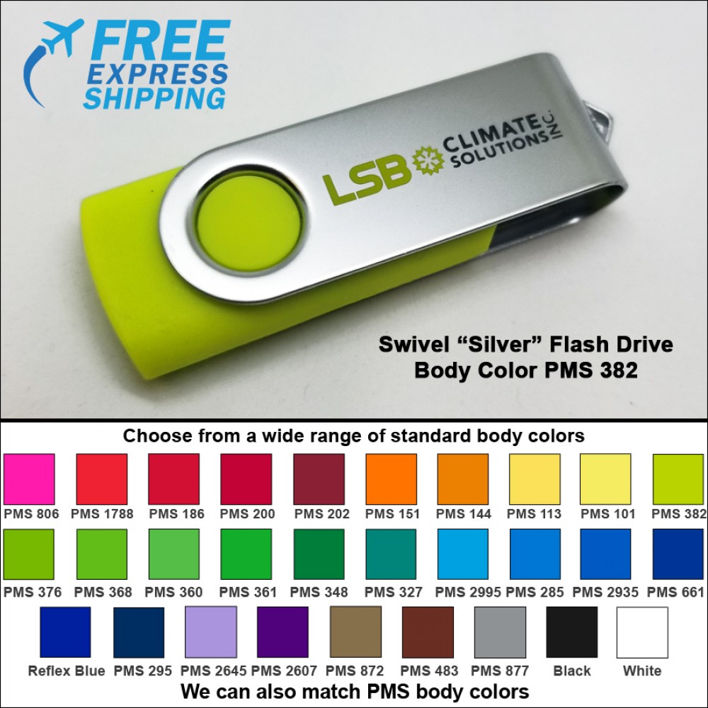 Logo Branded Swivel Flash Drive - 4 GB Memory - Body PMS 382