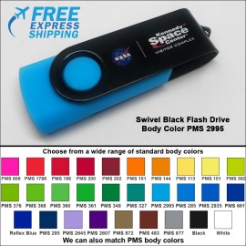 Personalized Swivel Black Flash Drive - 4 GB Memory - Body PMS 2995  Personalized Swivel Black Flash Drive - 4 GB Memory - Body PMS 2995