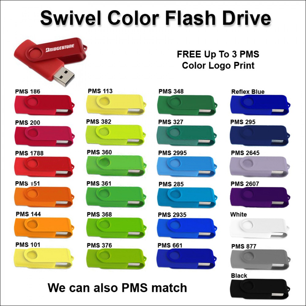 Swivel Color Flash Drive - 4 GB Memory with Logo Swivel Color Flash Drive - 4 GB Memory with Logo