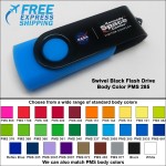 Personalized Swivel Black Flash Drive - 16 GB Memory - Body PMS 285