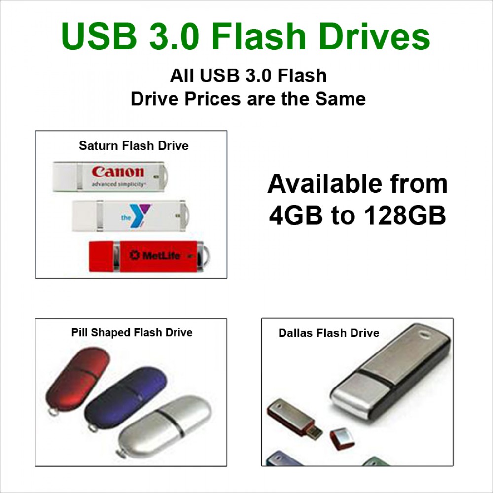 USB Flash Drive 3.0 - 16 GB Memory with Logo