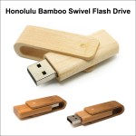 Custom Honolulu Bamboo Swivel Flash Drive - 32 GB Memory