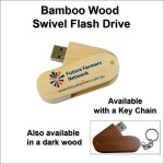 Promotional Bamboo Wood Swivel Flash Drive - 4 GB Memory