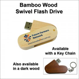 Promotional Bamboo Wood Swivel Flash Drive - 4 GB Memory