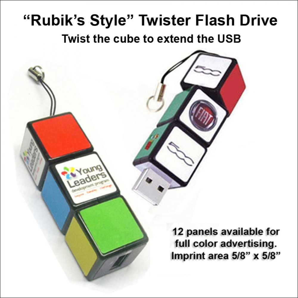 Logo Branded Rubiks Style Twister Flash Drive - 1 GB