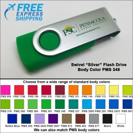 Logo Branded Swivel Flash Drive - 32 GB Memory - Body PMS 348