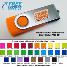 Swivel Flash Drive - 64 GB Memory - Body PMS 151 with Logo