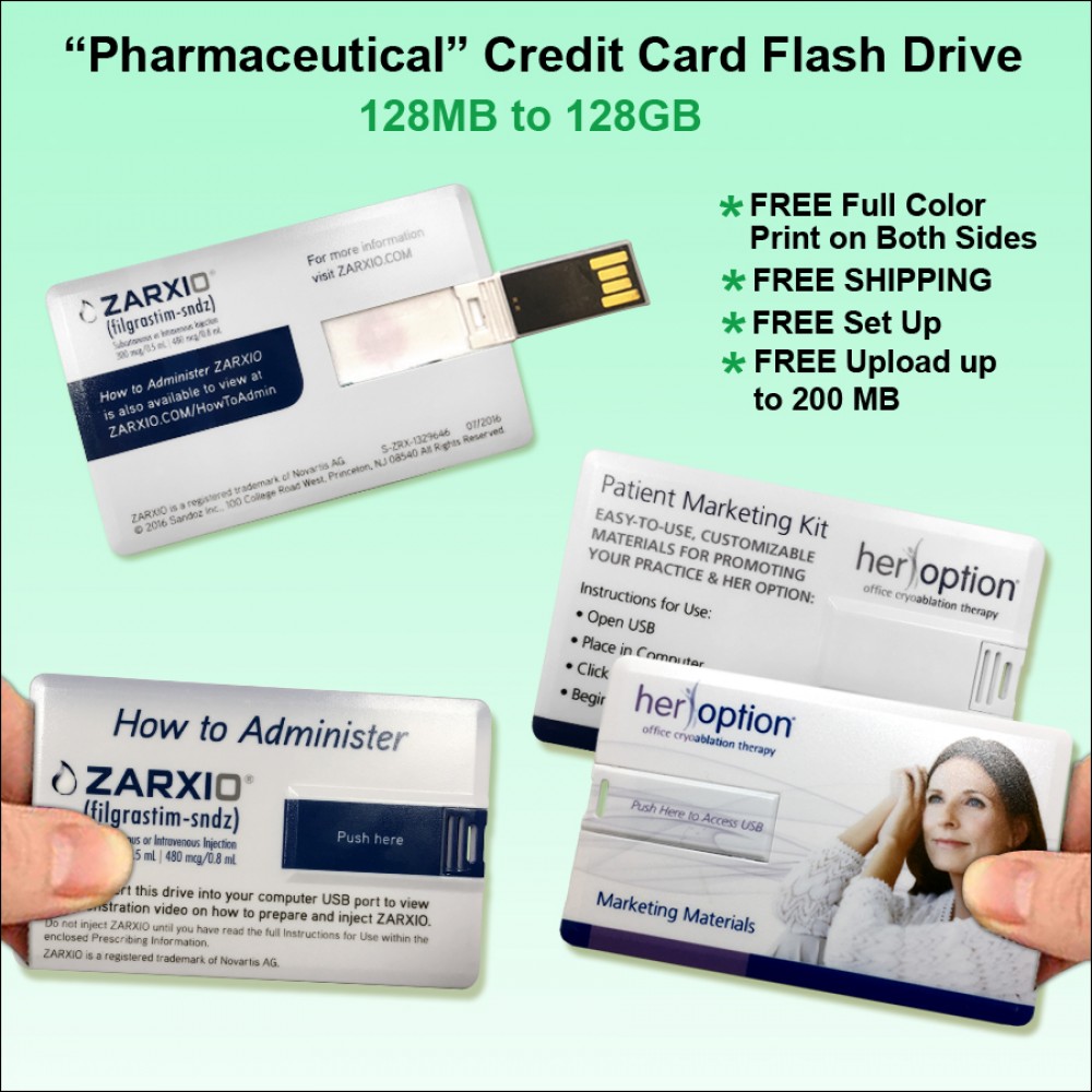 "Pharmaceutical" Credit Card Flash Drive - 4 GB Memory with Logo