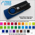 Swivel Black Flash Drive - 32 GB Memory - Body PMS 295 with Logo