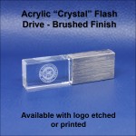 Acrylic "Crystal" Flash Drive - Brushed - 4 GB Memory with Logo