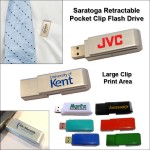 Saratoga Retractable Pocket Clip Flash Drive - 4 GB Memory with Logo