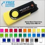 Swivel Black Flash Drive - 32 GB Memory - Body PMS 101 with Logo