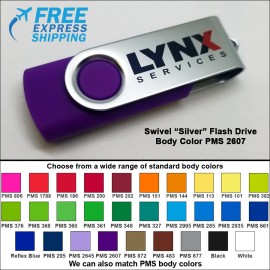 Logo Branded Swivel Flash Drive - 64 GB Memory - Body PMS 2607