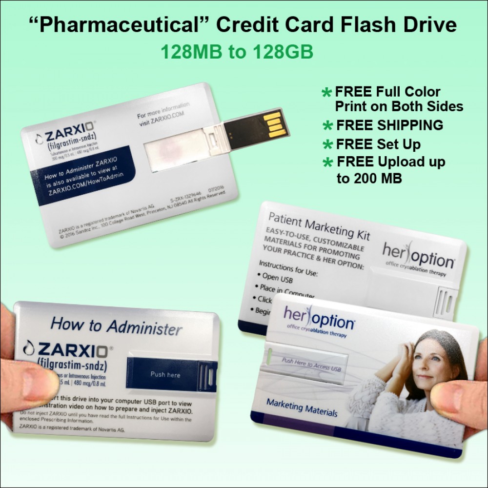 "Pharmaceutical" Credit Card Flash Drive - 8 GB Memory with Logo "Pharmaceutical" Credit Card Flash Drive - 8 GB Memory with Logo
