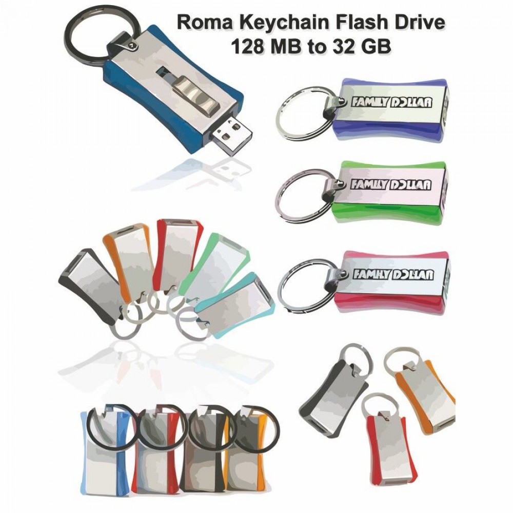 Customized Roma Keychain Flash Drive - 4 GB Memory