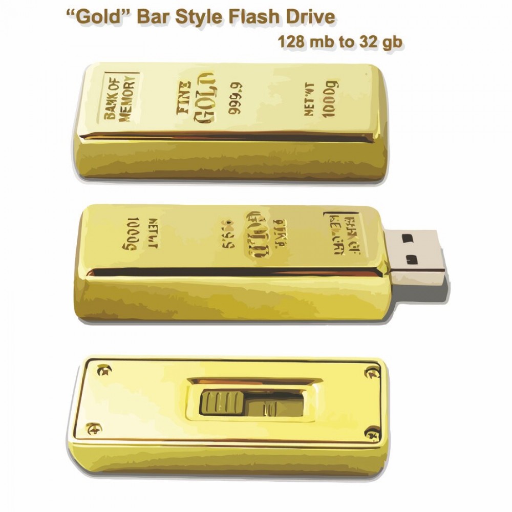 Custom Gold Bar Flash Drive - 16 GB Memory