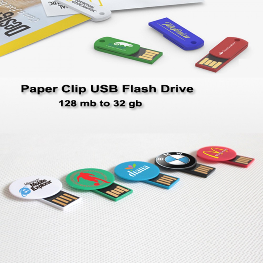Custom Paper Clip Flash Drive - 32 GB Memory
