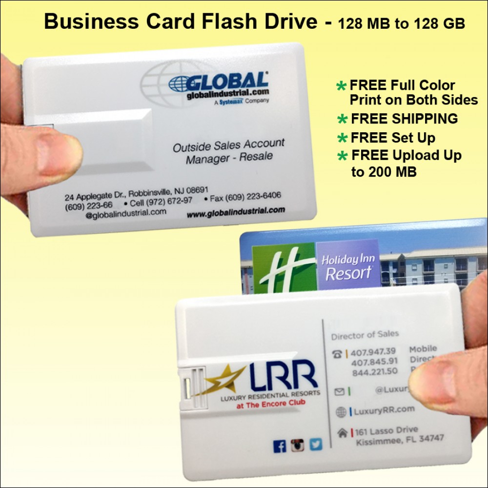 Custom Business Card Flash Drive - 4 GB Memory