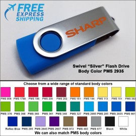 Swivel Flash Drive- 8 GB Memory - Body PMS 2935 with Logo  Swivel Flash Drive- 8 GB Memory - Body PMS 2935 with Logo