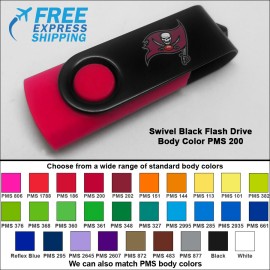 Swivel Black Flash Drive - 8 GB Memory - Body PMS 200 with Logo  Swivel Black Flash Drive - 8 GB Memory - Body PMS 200 with Logo