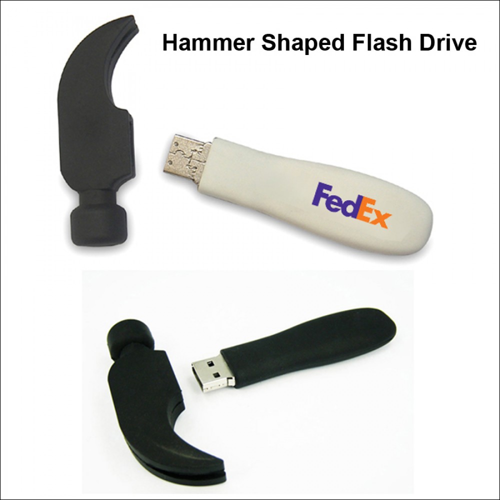 Logo Branded Hammer Shaped Flash Drive - 16 GB Memory