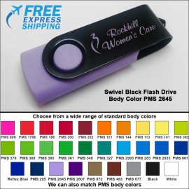 Swivel Black Flash Drive - 4 GB Memory - Body PMS 2645 with Logo