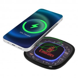 Promotional Springfield Clear Charger with Blue Halo LED Ring-15W wireless charger