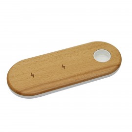 Wood 3 in 1 Wireless Charger with Logo