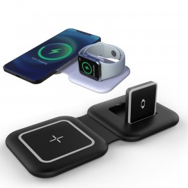 15 Watt Foldable 2 in 1 Magnetic Wireless Charger with Logo  15 Watt Foldable 2 in 1 Magnetic Wireless Charger with Logo