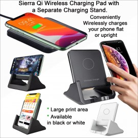 Personalized Sierra Qi Wireless Charging Pad with a Separate Stand Fast Charging 15 watts  Personalized Sierra Qi Wireless Charging Pad with a Separate Stand Fast Charging 15 watts