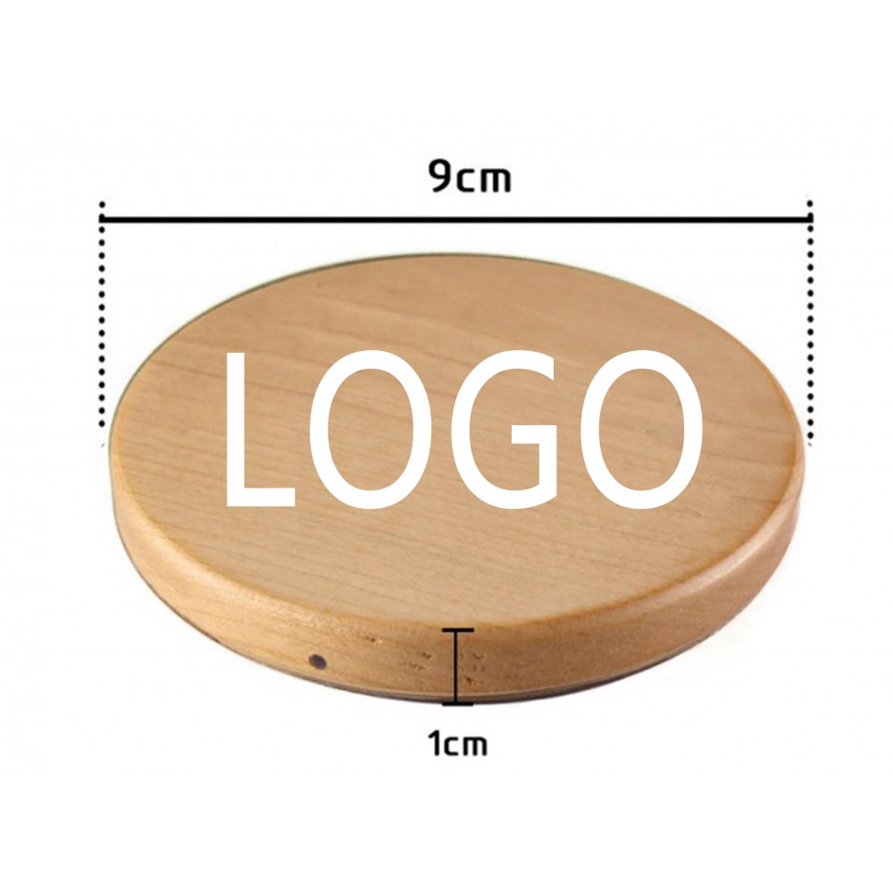 Personalized 3.5" Wooden Coaster Wireless Phone Charger