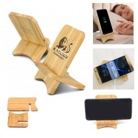 Foldable Bamboo Wireless Charging Stand with Logo  Foldable Bamboo Wireless Charging Stand with Logo