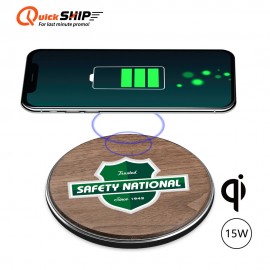 Chayes Walnut 15W Qi Wireless Charger-15W wireless charger with Logo  Chayes Walnut 15W Qi Wireless Charger-15W wireless charger with Logo