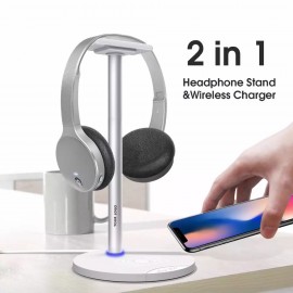 2-In-1 Headset Holder/Wireless Charger Pad with Logo  2-In-1 Headset Holder/Wireless Charger Pad with Logo